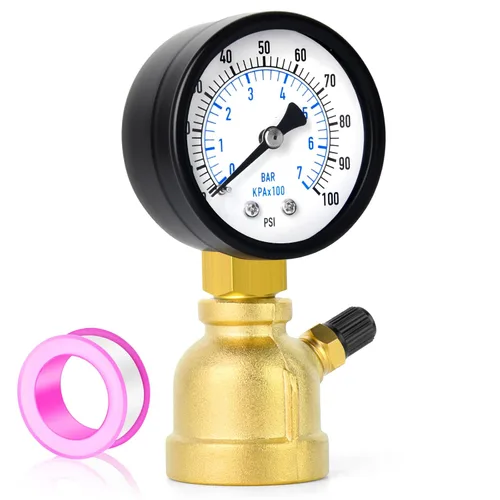 Vista 14 de Manómetro MEANLIN MEASURE 0-5 Psi tipo cápsula de diafragma de baja presión con conexión de válvula FNPT de 3/4", manómetro de presión de aire