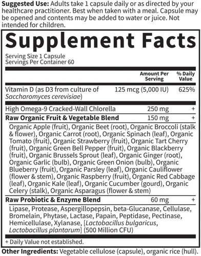 Vista 7 de Garden of Life Organics Once Dail,y 60 unidades de vitamina código de vitamina D3 5,000IU, 60