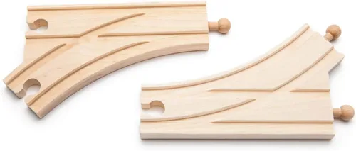 Vista 4 de Maxim Enterprise, inc. pistas de interruptor curvadas de madera, compatibles con Thomas & Friends, Brio, Major Brand Wooden Railway, 2 piezas