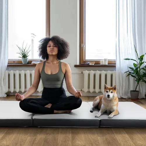 Vista 5 de Colchón plegable de memoria de gel, cubrecolchón portátil CertiPUR-US, colchón de tres pliegues con funda lavable, colchón de espuma plegable