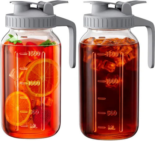 Vista 12 de Jarra de leche materna, tarro Mason de 32 onzas, tarro de boca ancha con tapa abatible verde y boquilla de vertido, sello hermético resistente