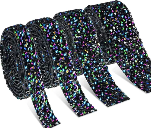 Vista 24 de Dowarm Cinta de diamantes de imitación de 3 yardas, rollo de cinta de diamantes de imitación, envoltura de malla con diamantes de imitación