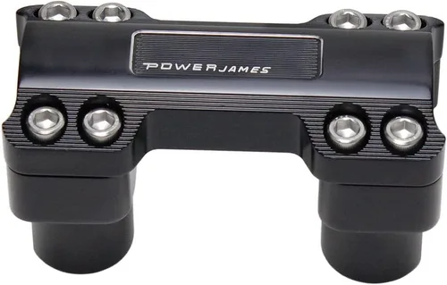 Vista 5 de POWERJAMES - Elevadores de manillar negros de 1 1/4 pulgadas para Harley Davidson Softail Fat Boy Dyna Road King con cubierta de sujeción de 1.25