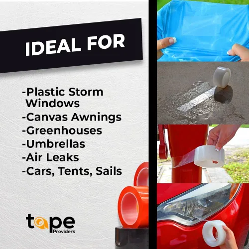 Vista 5 de WOD - Cinta de reparación de barrera de vapor e invernadero, película de polietileno transparente de 1 pulgada x 108 pies, resistente a los rayos