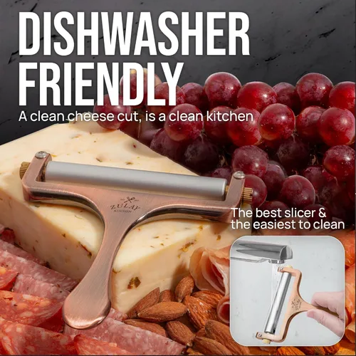 Vista 4 de Zulay Cortador de Queso Ajustable - Cortador de Alambre para Mozzarella, Cheddar, Gouda - De Uso Rudo Con 2 Alambres Extras (Cobre)