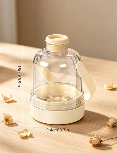 Vista 4 de Generic 2-in-1 Ice Cube Bottle with Handle and Lid, Press-Release Silicone Ice Tray Cup, Leak-Proof Portable Iced Coffee Cup with Ice Tray