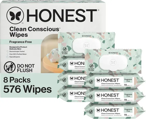 Vista 27 de The Honest Company Clean Conscious Toallitas multiusos Hipoalergénicas + sin fragancia para piel sensible Más del 99% de agua, compostables, a