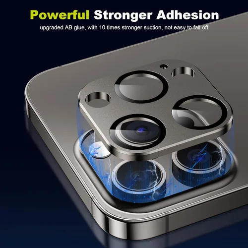 Vista 4 de WSKEN for iPhone 15 Pro/iPhone 15 Pro Max Camera Lens Protector, Matte Alloy [Shatterproof Test] 9H Tempered Glass Camera Screen Protector Scratch