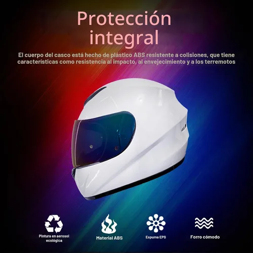 Vista 7 de Casco integral para motocicleta KRN con visera de color, aprobado por DOT - Casco y pasamontañas con visera transparente, blanco brillante
