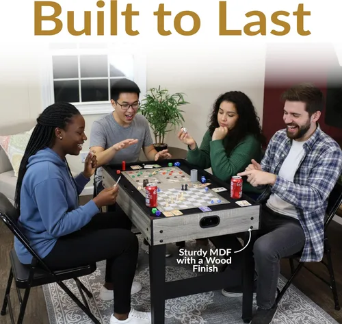 Vista 5 de Sunnydaze - Mesa de juego 10 en 1 combinada, mesa de juegos múltiples con billar, hockey de empuje, futbolín, ping pong, ajedrez, damas, backgammon