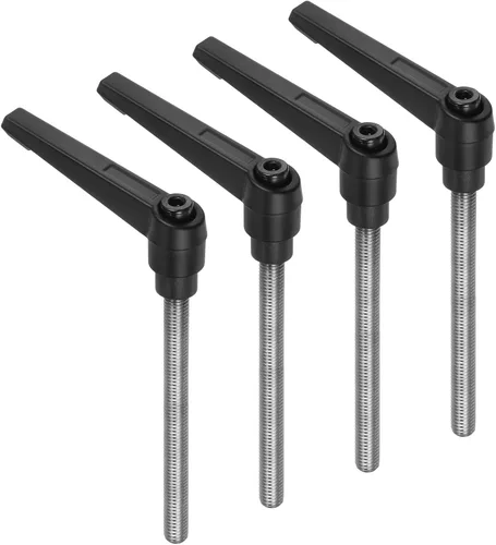 Vista 28 de uxcell 4 piezas de mangos de palanca de sujeción, M8 x 25mm de acero de carbono con óxido negro roscado, mangos ajustables con cierre de liberación