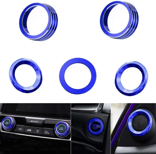 Vista 8 de XITER Bocina de automóvil+aire acondicionado+parada de arranque del motor, cubierta de botón y perilla decorativa para Honda 10th Civic 2016 2017