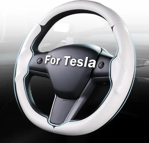 Vista 20 de Cubierta de volante para Tesla Model 3 (2017-2023) / Model Y (2020-2024), antideslizante, agarre cómodo, transpirable, personalizada para accesorios