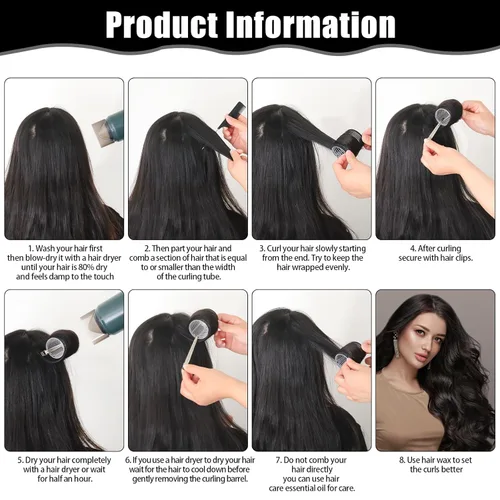 Vista 4 de obeoby - Juego de rodillos de autoagarre de 4 tamaños - 50 piezas de rizadores jumbo para cabello largo, corto y flequillo (25mm, 36mm, 48mm, 60mm)