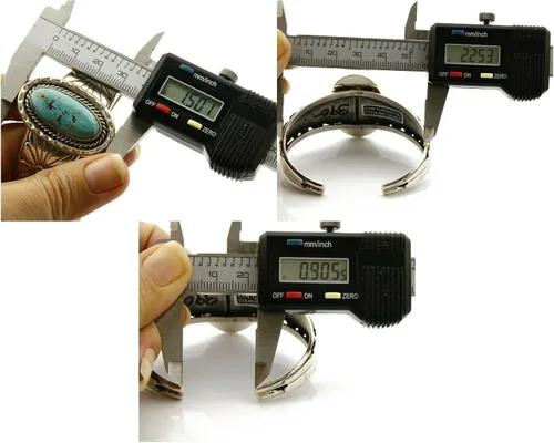 Vista 8 de Navajo Pulsera de plata 925 hecha a mano con patrón de superposición firmado D2 C.80's, Metal