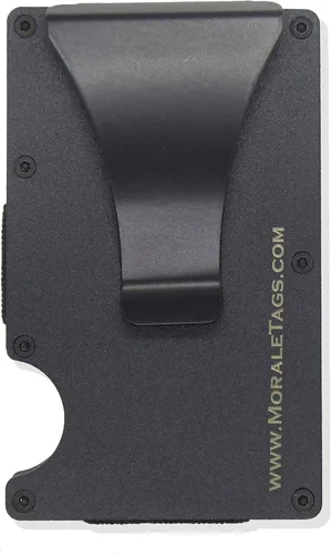 Vista 2 de Cartera minimalista táctica con bloqueo RFID de metal grabado con clip para dinero del ejército de EE. UU, Militar, Minimalista