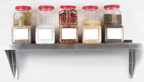 Vista 5 de AmGood Estante de pared de acero inoxidable Borde cuadrado Resistente Estantería de metal Montaje en pared Grado comercial Certificado