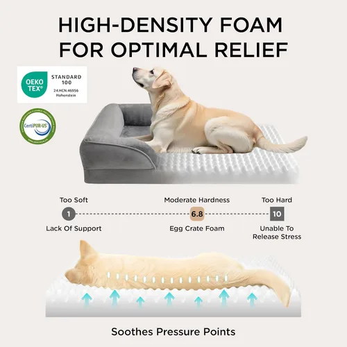 Vista 3 de Bedsure Cama Ortopédica para Perros de Tamaño Mediano – Cama Lavable para Perros y Gatos Medianos Impermeable, Cómodo Sofá Cojín para Mascotas