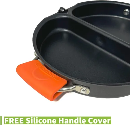 Vista 4 de TECHEF - Sartén para frittata y omelette, antiadherente de doble cara plegable, fabricada en Corea (libre de PFOA) (Negro)