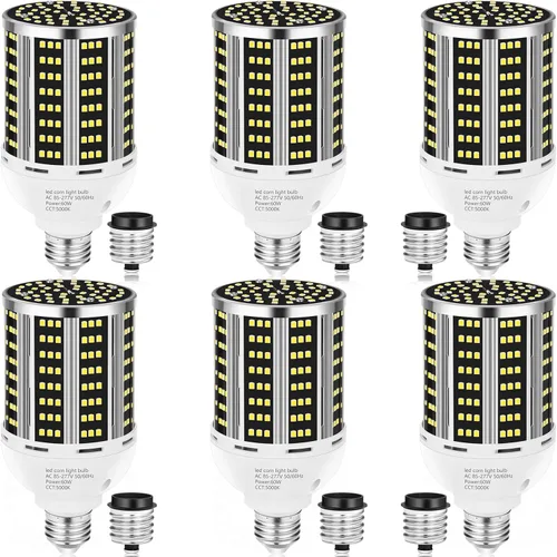 Vista 7 de Paquete de 2 bombillas LED de maíz de 80 W (equivalente a 800 W), luz diurna de grado comercial 5000K E26/E39 10500LM lámpara LED de base Mogul