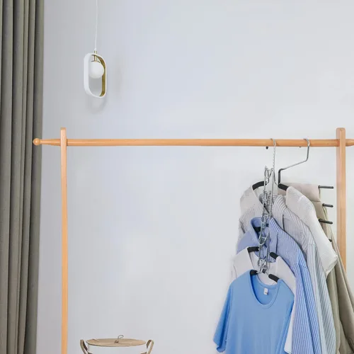 Vista 8 de Nature Smile Paquete de 2 perchas antideslizantes 5 en 1, perchas de metal mágicas que ahorran espacio, perchero de ropa de armario de varias capas