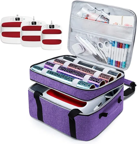 Vista 9 de MYBAGZING Funda de transporte de doble capa compatible con Cricut EasyPress 2 (9 x 9), bolsa de prensa térmica resistente, funda de almacenamiento