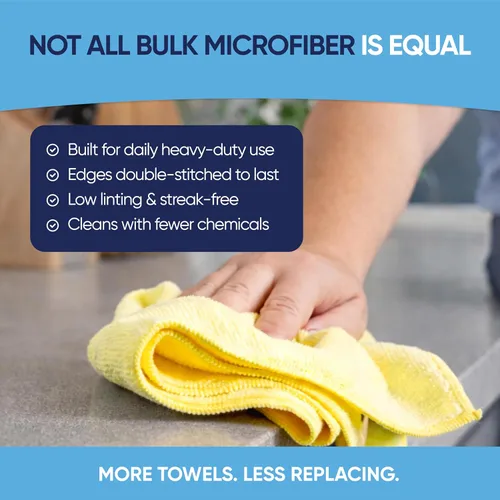 Vista 6 de Microfiber Wholesale Toallas Multiusos de 16" x 16" - Paquete de 50 - Paños de Lavado Reutilizables, Polvo, Cocina, Automóvil, Trapos de Taller
