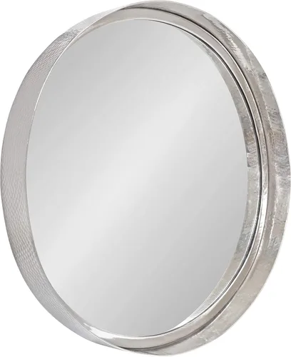 Kate and Laurel Samana - Espejo redondo moderno con marco de metal, 24 pulgadas de diámetro, plata, decoración de pared glamorosa para cualquier