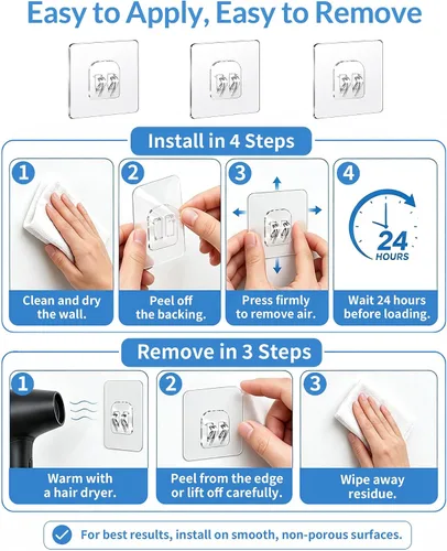 Vista 6 de COOLMI Shower Caddy Adhesive Replacement, 6 Pack Single Hook Refill