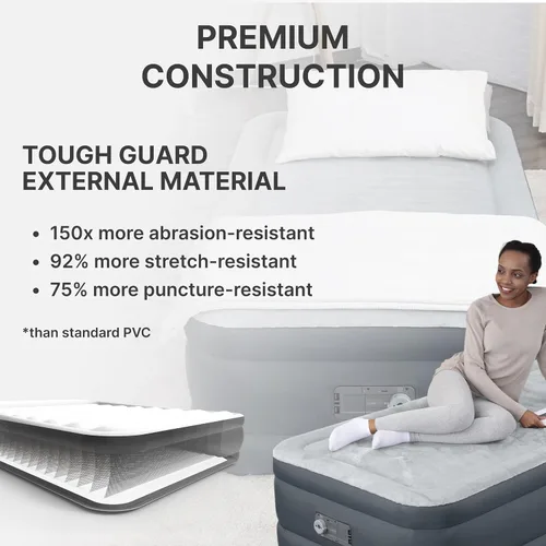 Vista 4 de SleepLux Colchón de aire tamaño individual Parte superior cómoda súper suave, protector resistente extra duradero con almohada incorporada Cama