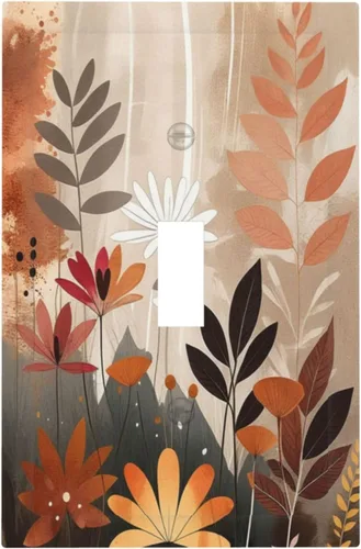 Vista 107 de Cubiertas de enchufe de pintura floral de grafiti de girasol abstracto, 1 palanca, 1 combinación basculante, placas de interruptor eléctrico, placa