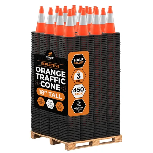 Vista 11 de Xpose Safety Conos de tráfico naranjas de 12 pulgadas con collar de 4 pulgadas, 1 paquete de conos de seguridad de plástico PVC multiusos