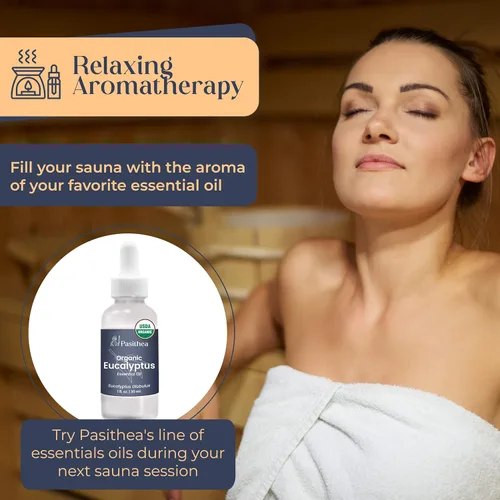 Vista 5 de Pasithea Vaso de aceite de sauna de acero inoxidable, paquete de 1 taza de aceite esencial de cedro rojo canadiense, soporte de pared con brazo