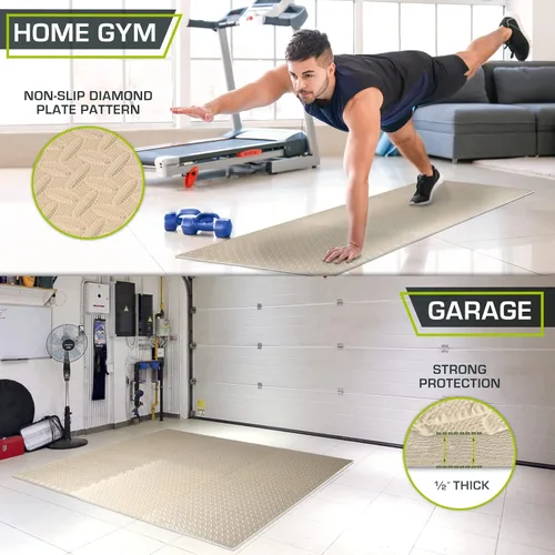 Vista 3 de ProsourceFit - Tapete de ejercicio tipo rompecabezas de ½ pulgada, losetas de espuma EVA entrelazadas para gimnasio en casa, para niños, crema, 24 x