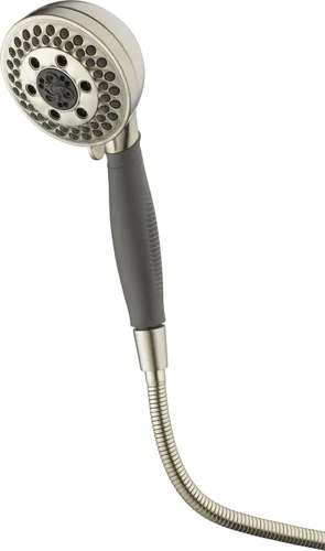 Vista 2 de Delta Faucet H2Okinetic - Ducha de mano de 5 ajustes, cabezal de ducha de mano dorado, ducha de mano, cabezal de ducha desmontable, bronce champán