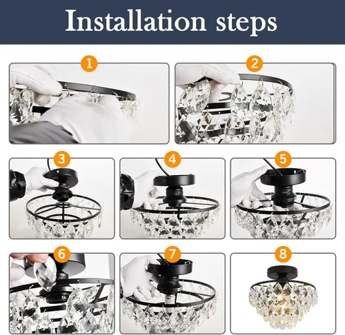 Vista 5 de Modern Celing Light Crystal Chandelier,Semi Flush Mount Small Oil Rubbed Bronze,Mini E26 Ceiling Lamp for Hallway Bedroom Bathroom Closet