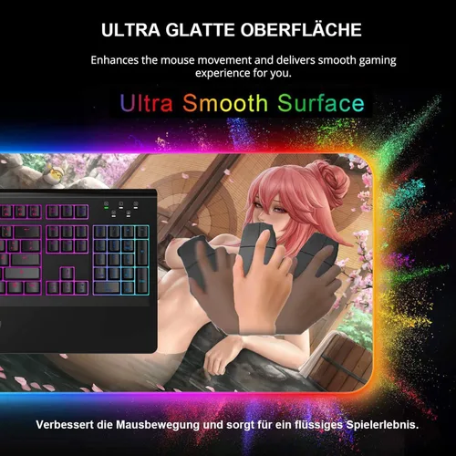 Vista 5 de Mouse Pads Anime Girl Sexy Butt XXL RGB Gaming Mouse Pad Computer Keyboard Mause Gamer Desk Mat LED Backlight Large Mousepad 24 inch x12 inch
