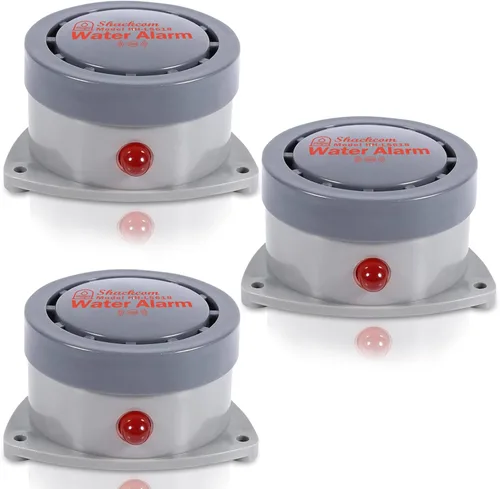 Vista 9 de Detector de fugas de agua, 1 unidad, alarma de agua Shackcom de 110 DB, inalámbrica, impermeable y funciona con pilas, alertas de audio y luz