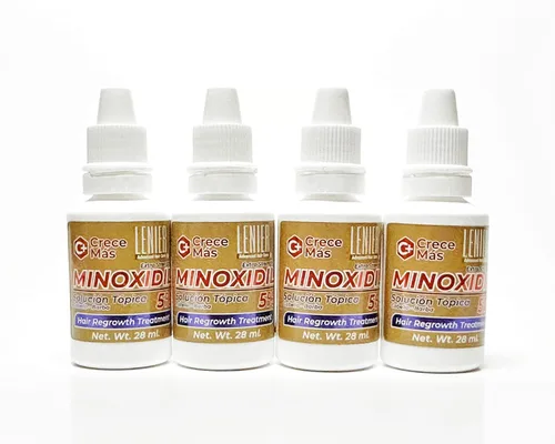 Vista 4 de Lenier Crece Mas Tratamiento de Regreso del Cabello (Solución Tópica) con Minoxidil 5% Pack de 4 (0.9 fl oz cada uno)