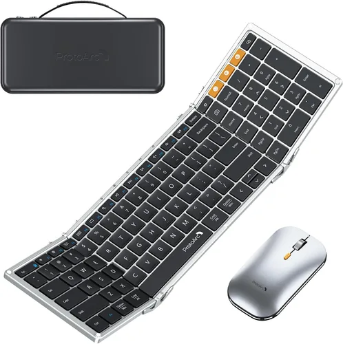 Vista 10 de ProtoArc XKM01 Full-Size Foldable Keyboard Mouse Combo for Travel, Gray Gris negro