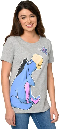 Vista 4 de Disney Camiseta para mujer Eeyore o Minnie Mouse Lean in Side Print Gris brezo