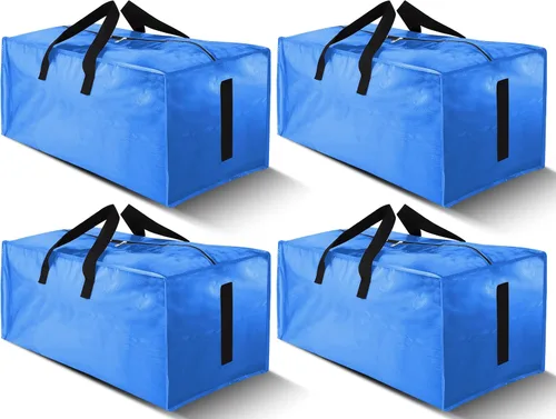 Vista 19 de HOMESURE Paquete de 4 bolsas de mudanza grandes y fuertes con cremalleras y asas de transporte, resistente al agua, bolsa de almacenamiento