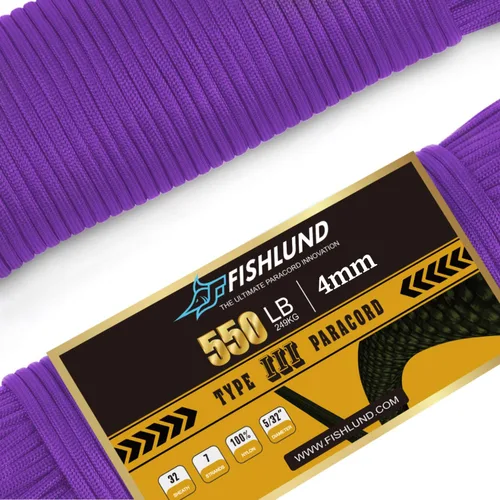 Vista 14 de Paracord 550 lb, cuerda de paracaídas de 7 hebras de 50 pies, 4 mm, de nailon, para camping, verde militar