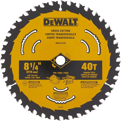 DEWALT Hoja de sierra circular, 8 1/4 pulgadas, 40 dientes, corte cruzado (DWA181440)