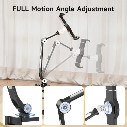 Vista 2 de suptek Soporte de escritorio de aleación de aluminio para teléfono celular, soporte para tableta de 360° y soportes ajustables para iPad, iPhone