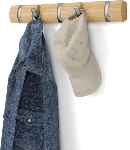 Vista 9 de Umbra Flip Perchero de Pared con 5 Ganchos – Almacenamiento Moderno que Ahorra Espacio para Sombreros, Chaquetas, Bolsas, Entrada, Vestíbulo