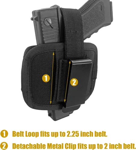 Vista 5 de Funda de pistola de cinturón de transporte oculta plana ambidiestro universal fuera de la funda de pistola de cintura