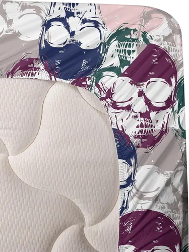 Vista 156 de Ambesonne Skull Sheet Set, Goth Roses Floral Skeleton Head Day of The Dead Ethnic Mexican Inspired, Fitted and Flat Sheet with Pillowcases Bedding