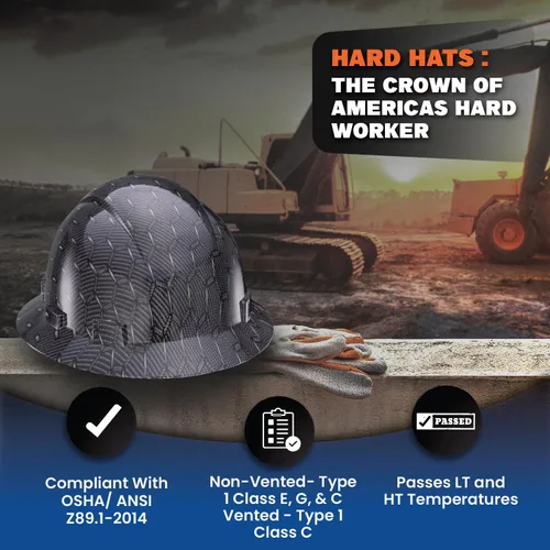 Vista 6 de Casco de ala completa actualizado, ventilado, acolchado, aprobado por la OSHA Tipo 1 Clase C para trabajos de construcción, cascos de construcción