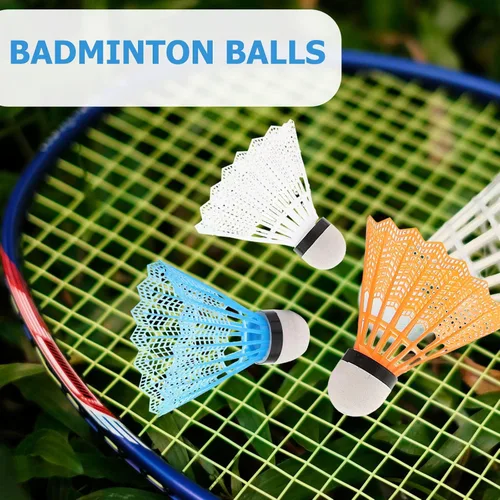 Vista 3 de Veemoon 20 bolas de plástico de bádminton Birdies, equipo de entrenamiento de nailon de varios colores, deportes para interiores y exteriores